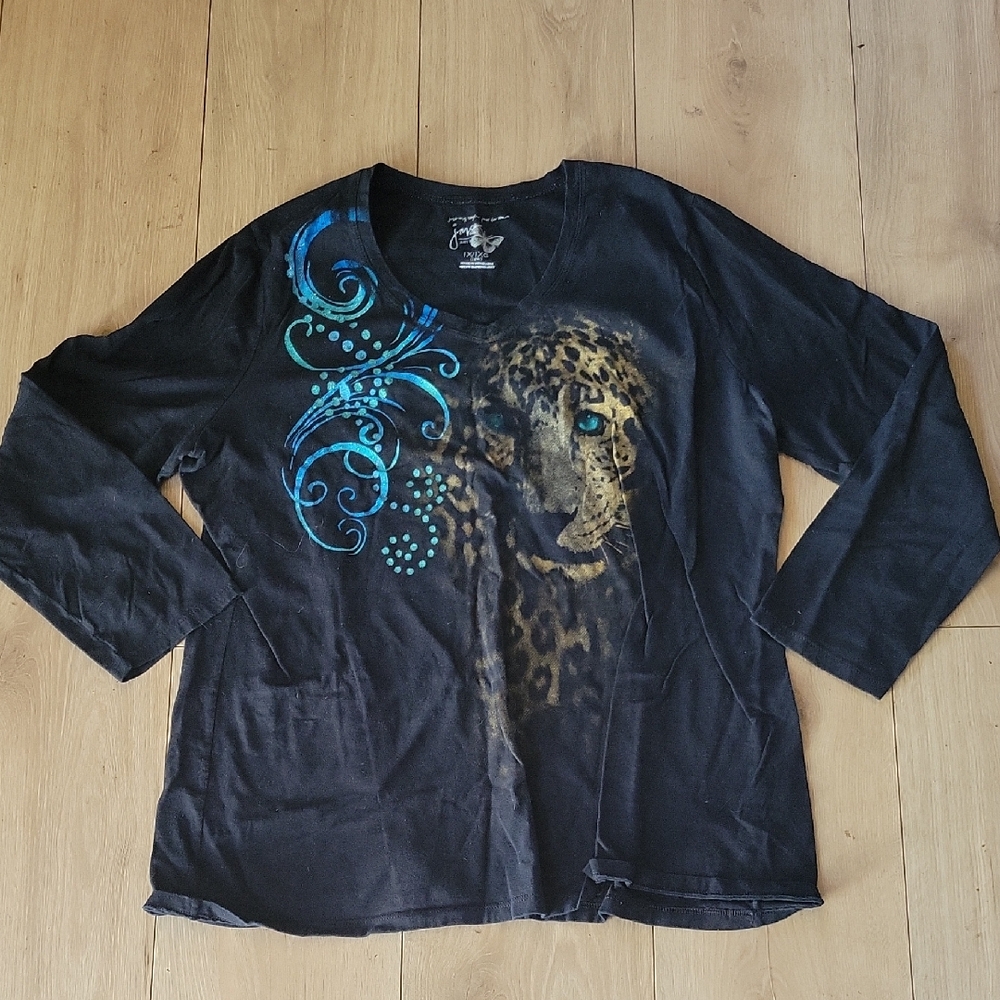 Just My Size Black and Blue Graphic Sweatshirt